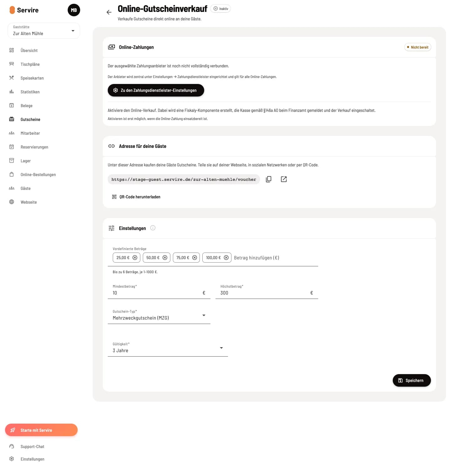 Online voucher sales page