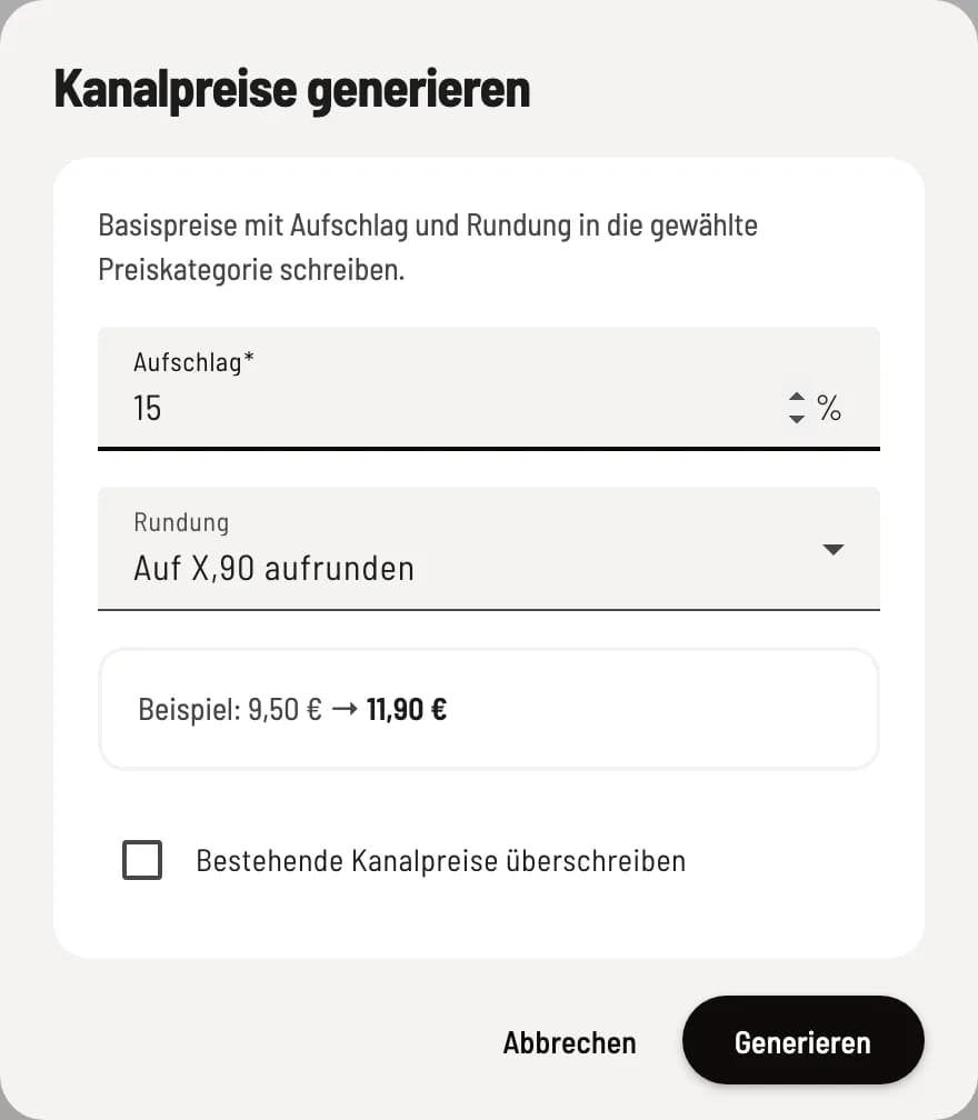 Channel prices generate
