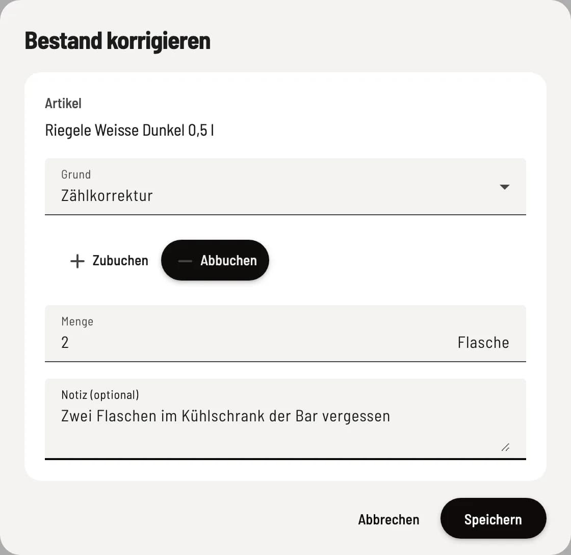Korrektur buchen