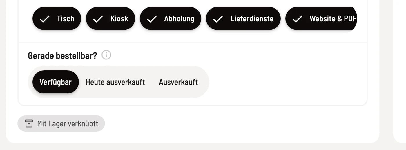 Article dialog in the menu of the Web desk linked to the "Linked to stock" button