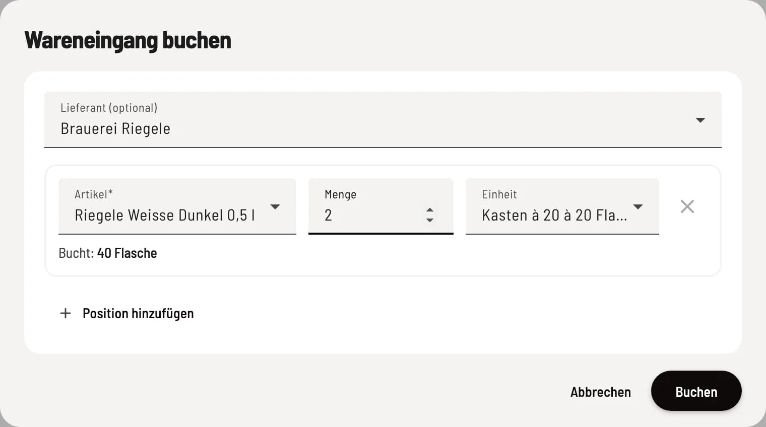 Lieferung buchen