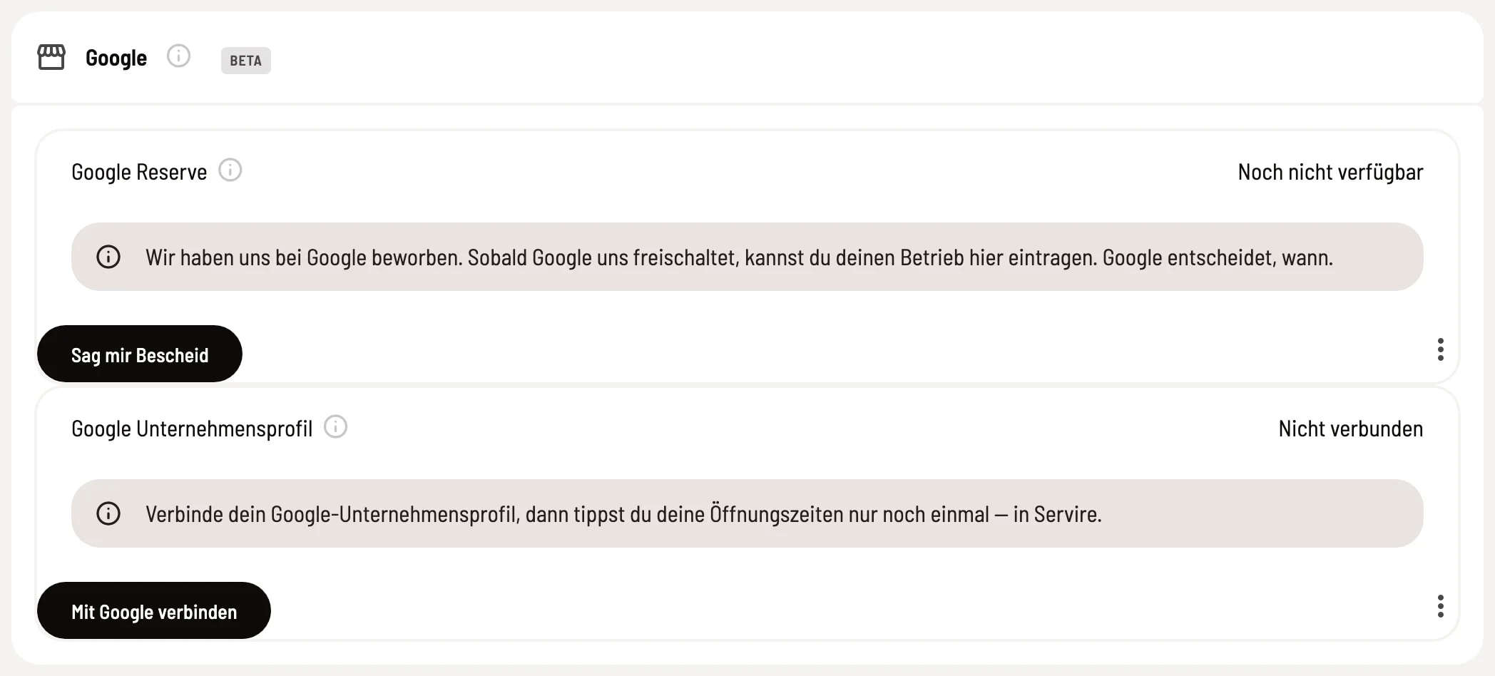 Google Reserve und Google Unternehmensprofil