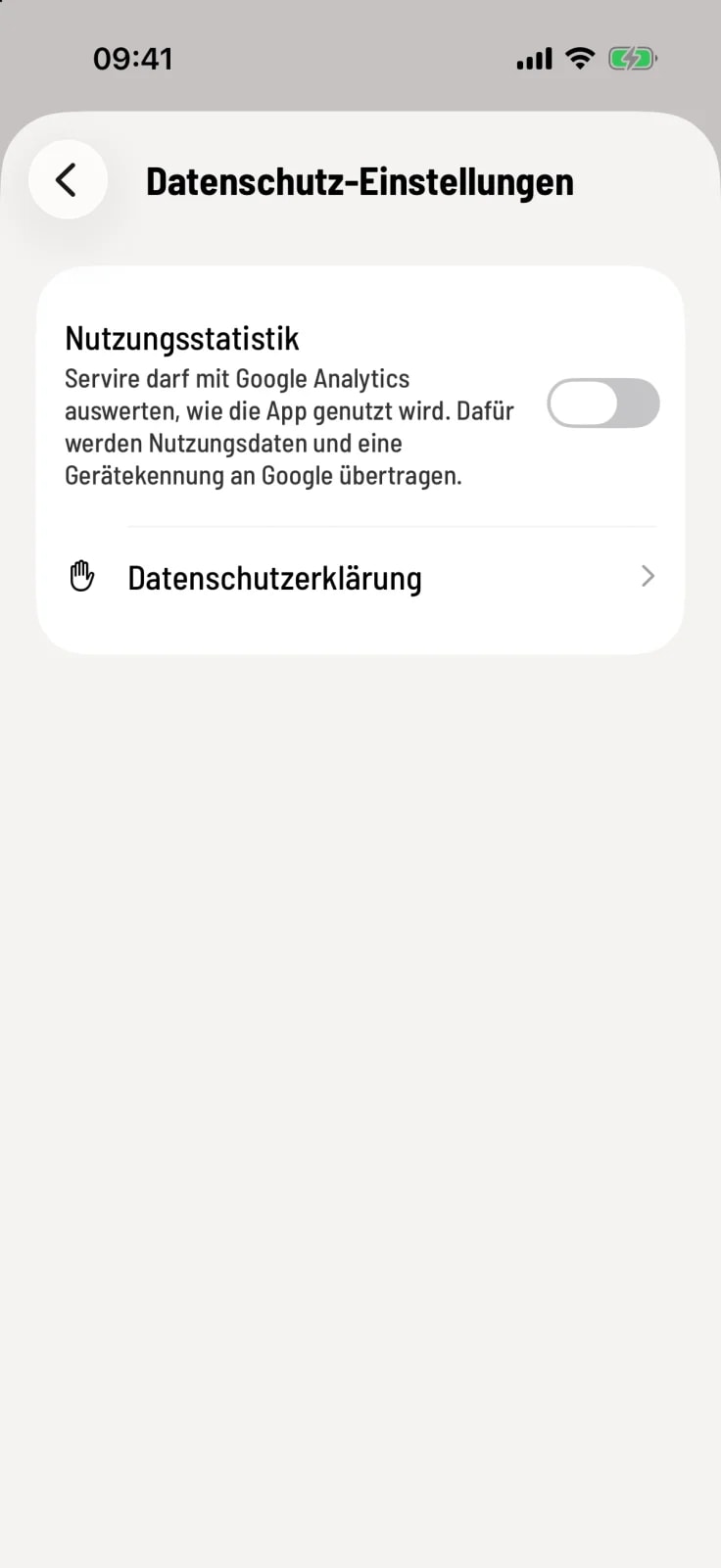 Datenschutz-Einstellungen öffnen