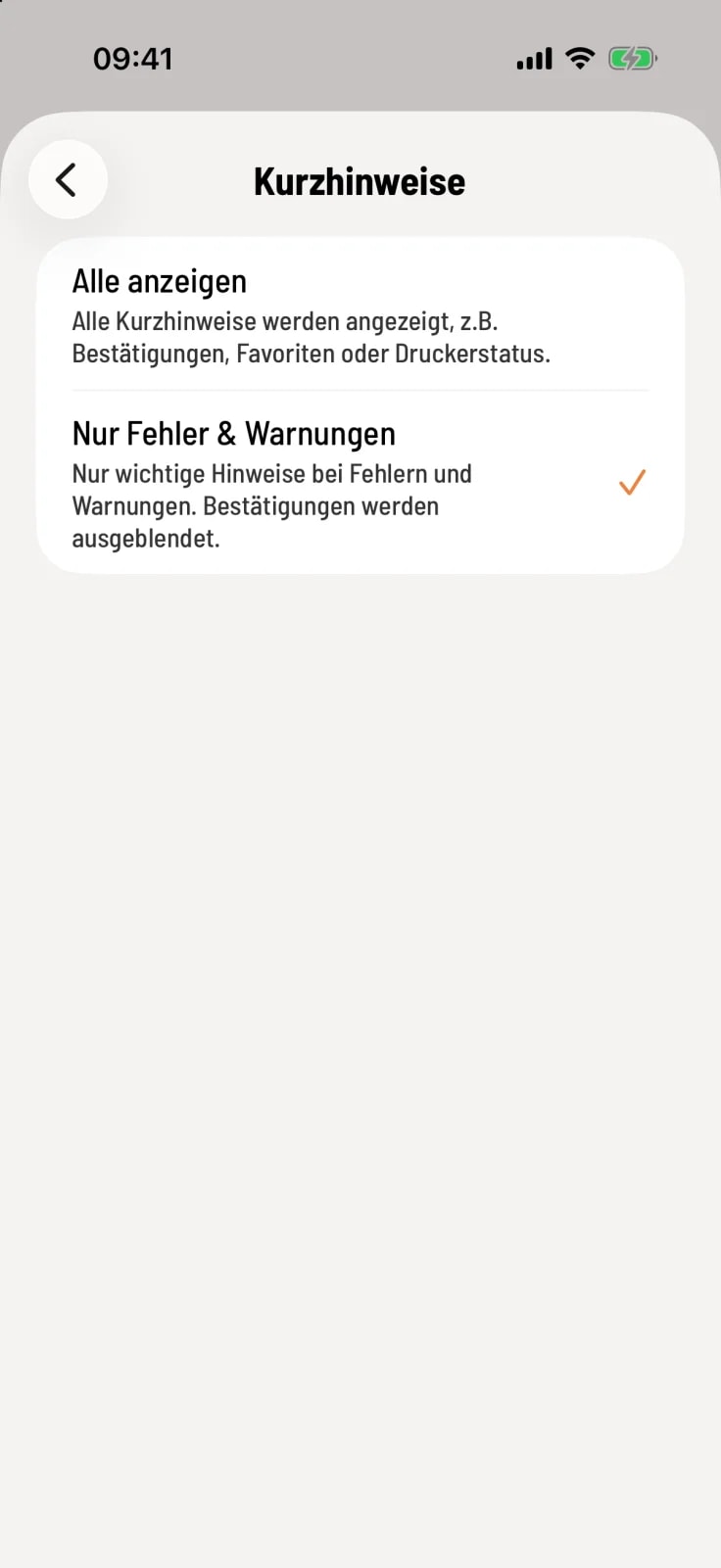 Kurzhinweise wählen