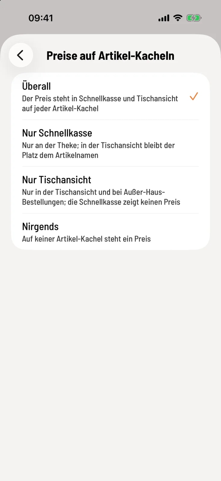 Preise auf Artikel-Kacheln wählen