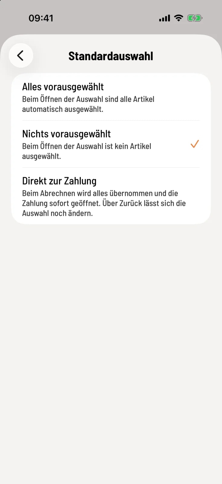 Standardauswahl wählen