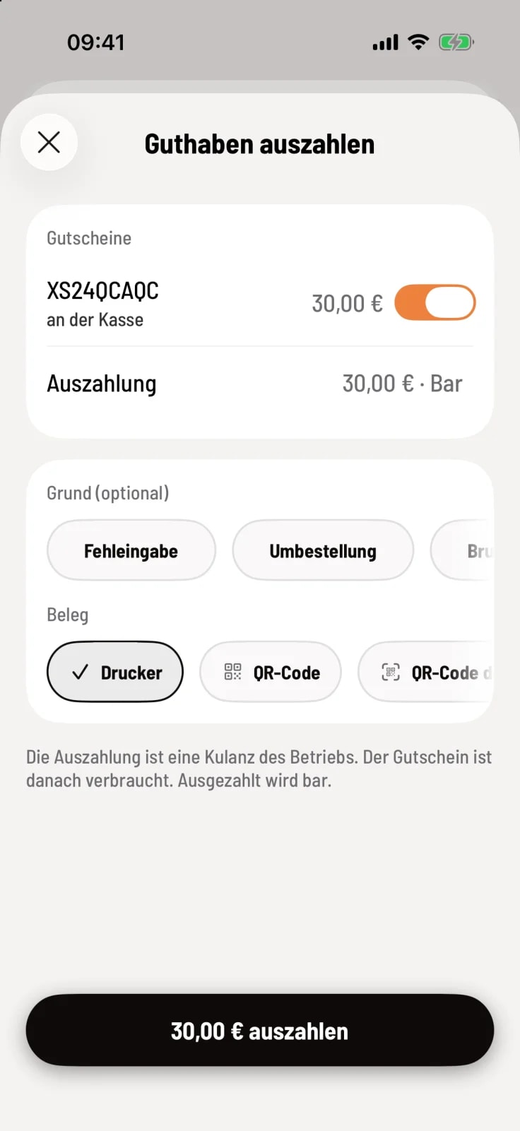 Guthaben auszahlen