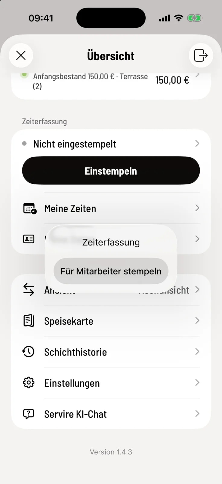 Open menu