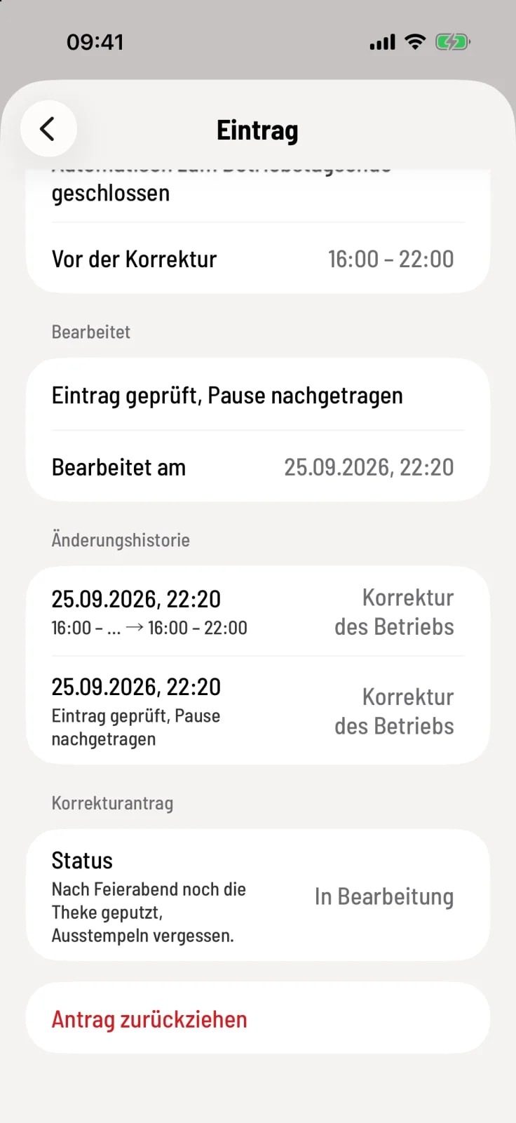 Antrag zurückziehen