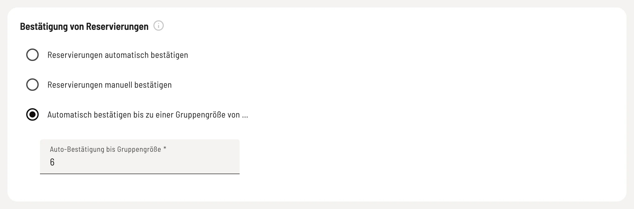 Bestätigungsart wählen