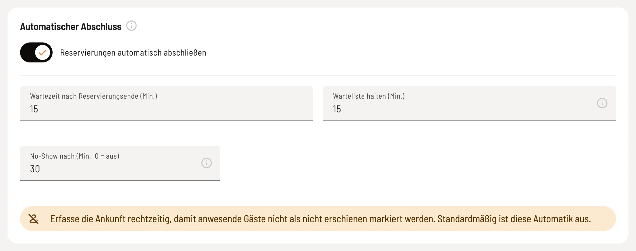 Reservierungen automatisch abschließen
