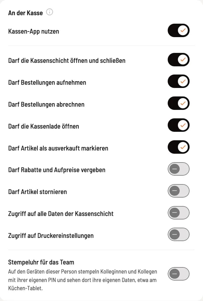 Rechte an der Kasse