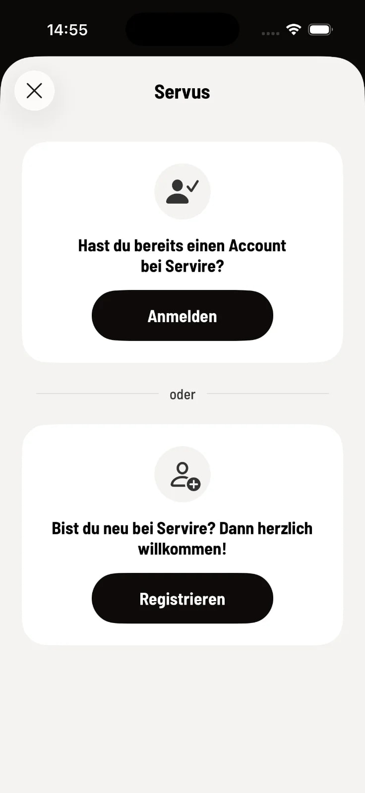 2. Auf Registrieren tippen