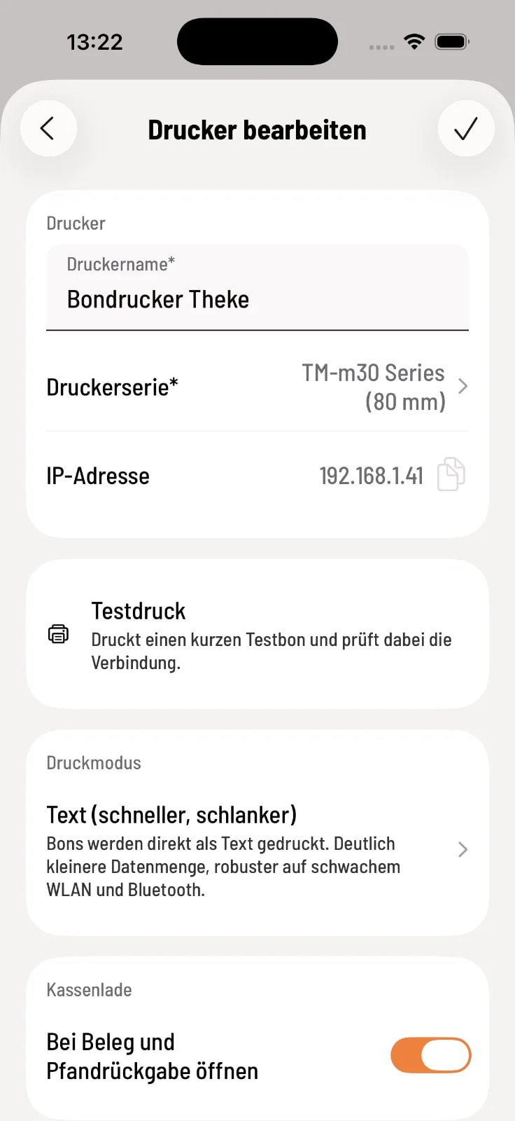 Einstellungen eines Bondruckers