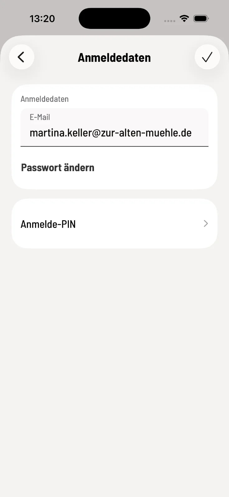 Anmelde-PIN in den Zugangsdaten