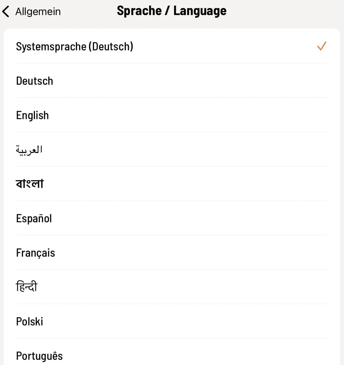 Sprache wählen