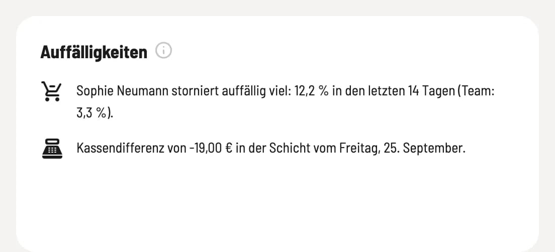 Auffälligkeiten